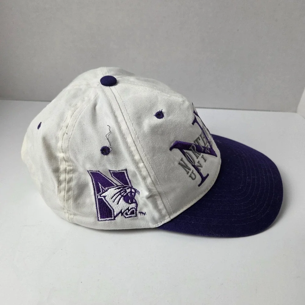 Vintage 90s Northwestern Wildcats College Football SnapBack Hat White Spell Out